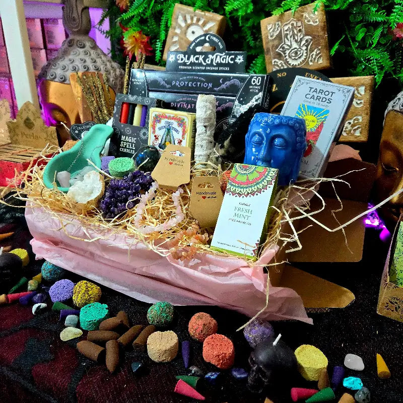 Caja Sorpresa grande de Inciensos Minerales Cosmetica Natural y Esoterismo para regalo arcania artesania