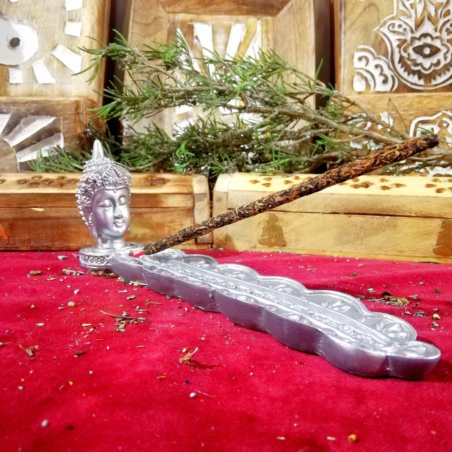 Quemador Cabeza Buda Plateada