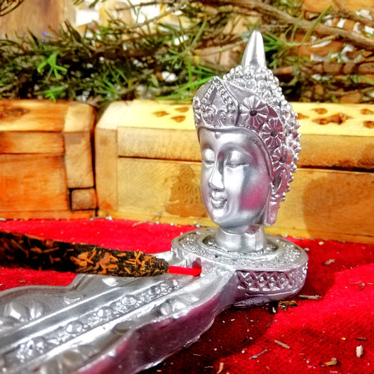 Quemador Cabeza Buda Plateada