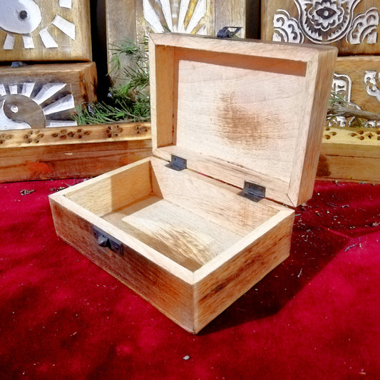 Caja Madera Tallada Ying Yang Rectangular