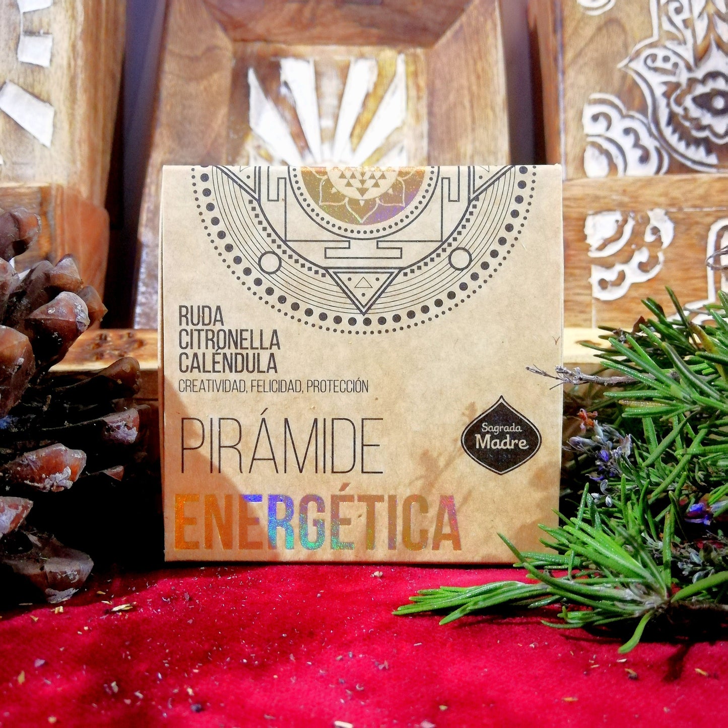 Pirámide Energética Ruda, Citronela y Caléndula - Creatividad / Felicidad / Protección