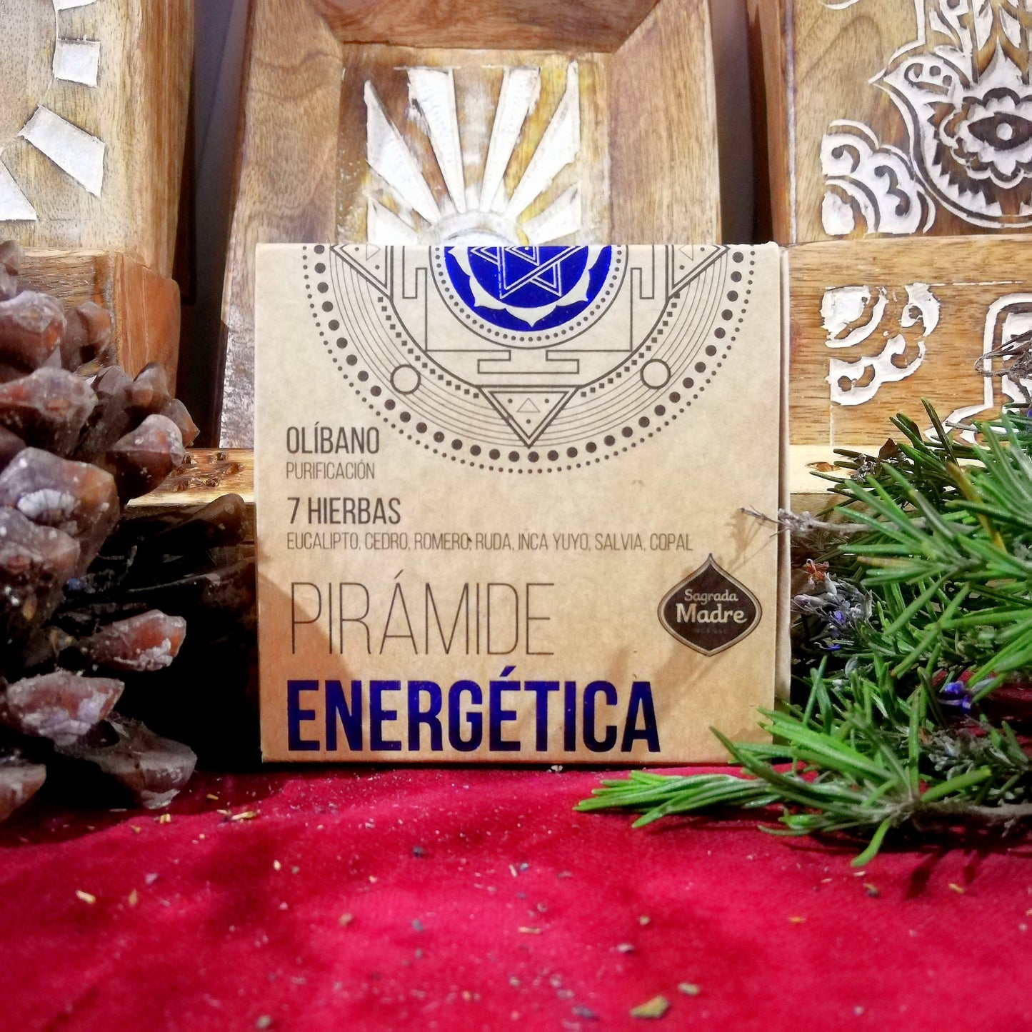 Pirámide Energética 7 Hierbas - Sabiduría / Creatividad / Armonía / Protección / Limpieza / Purificación / Conexión