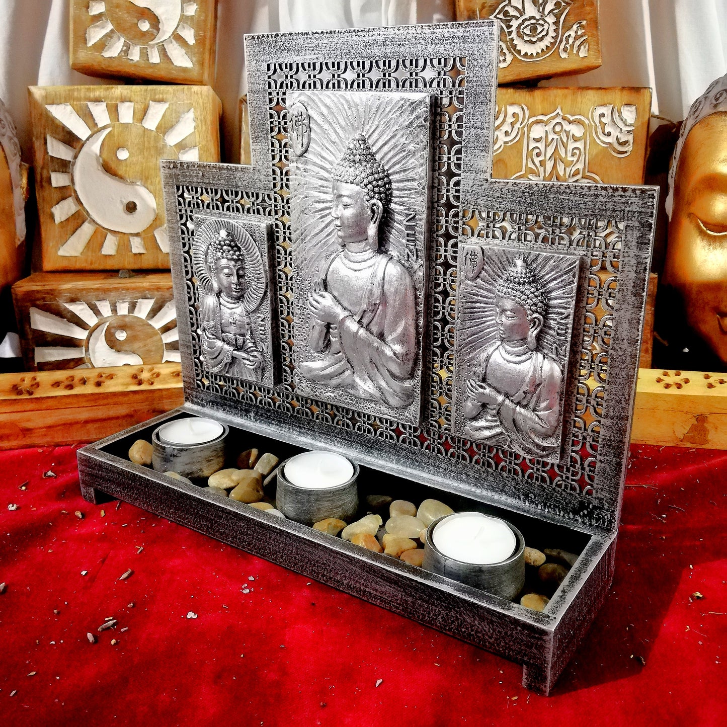 Portavelas Buda Ajala Plateado