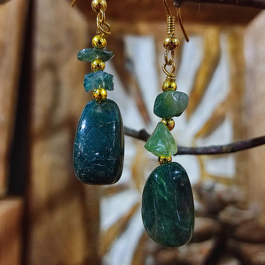Pendientes Rodado Ágata Musgosa – Equilibrio, Protección y Armonía Emocional