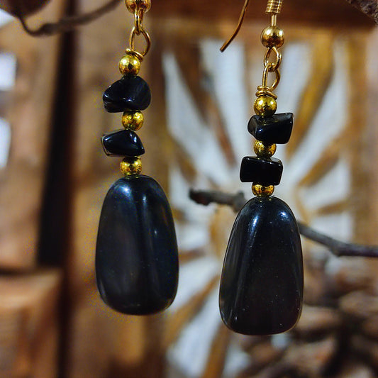 Pendientes Rodado Ónix – Protección, Fuerza Interior y Estabilidad