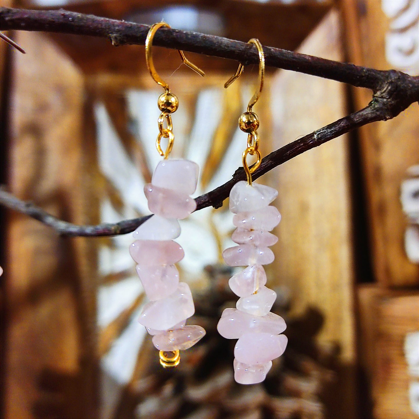 Pendientes Cuarzo Rosa – Amor, Armonía y Paz Interior | Piedra Natural