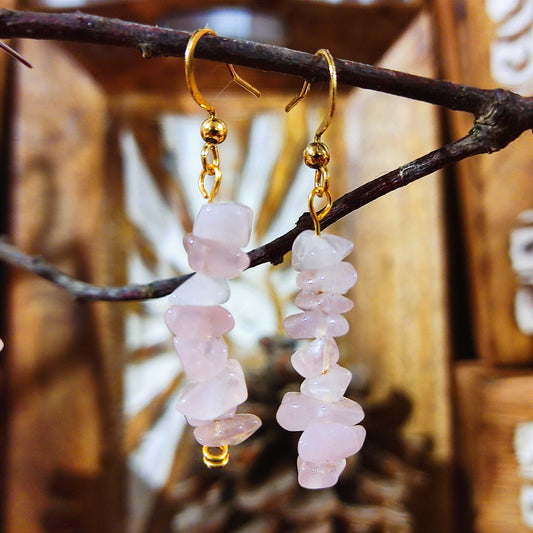 Pendientes Cuarzo Rosa – Amor, Armonía y Paz Interior | Piedra Natural