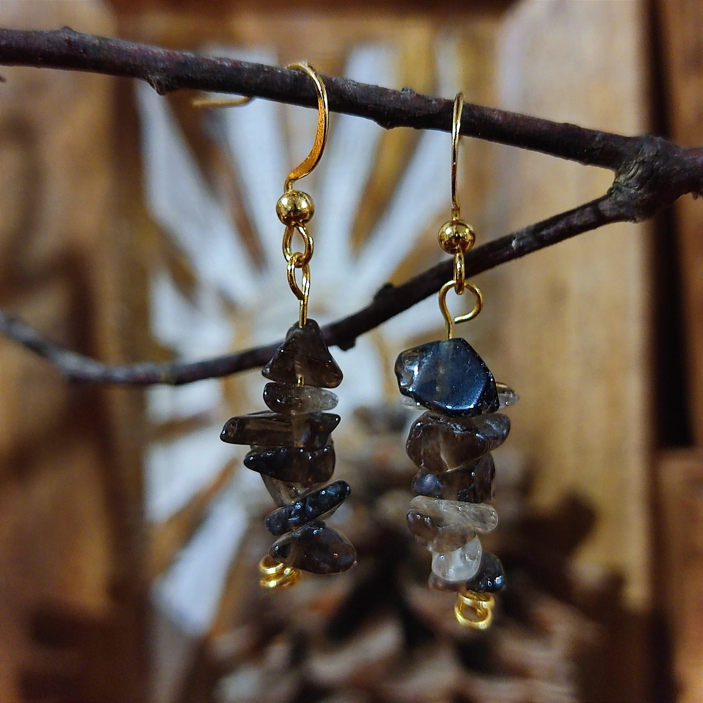 Pendientes Cuarzo Ahumado – Protección, Conexión a Tierra y Equilibrio