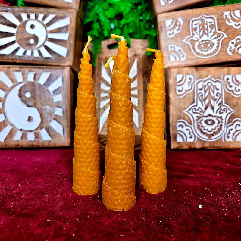Velas de Espiral 15cm de miel y cera de Abeja Artesanales para días 11 y 22