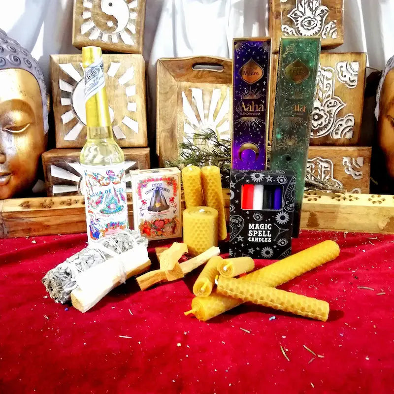 consumibles de brujas inciensos de Bruja velas de miel agua de florida arcania artesania