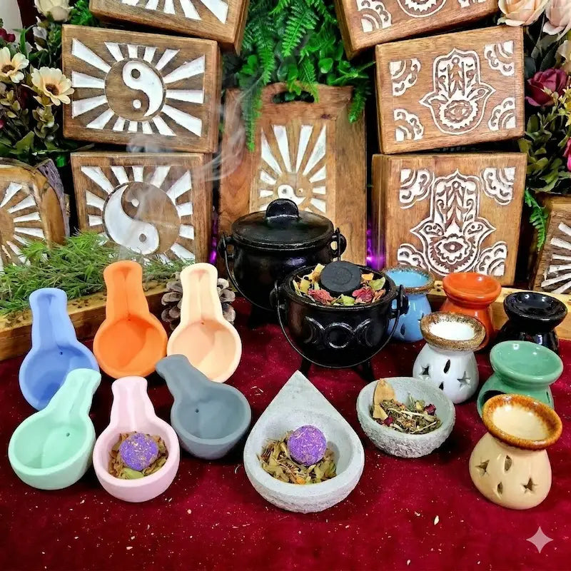 quemadores ceramicos y calderos de hierro para sahumar inciensos naturales arcania artesania