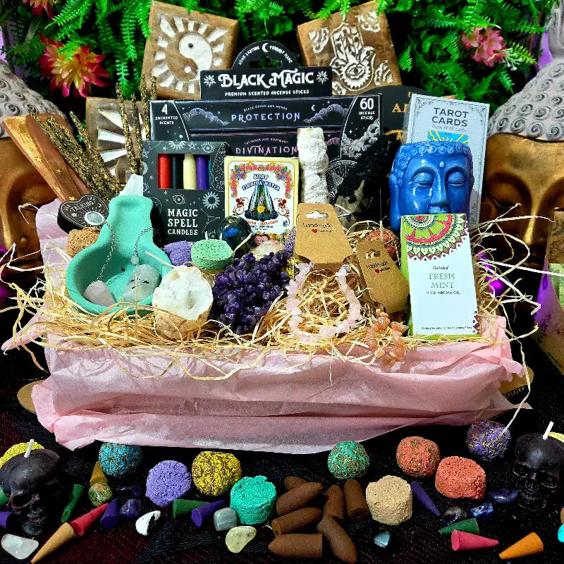 Caja Sorpresa grande de Inciensos Minerales Cosmetica Natural y Esoterismo para regalo arcania artesania