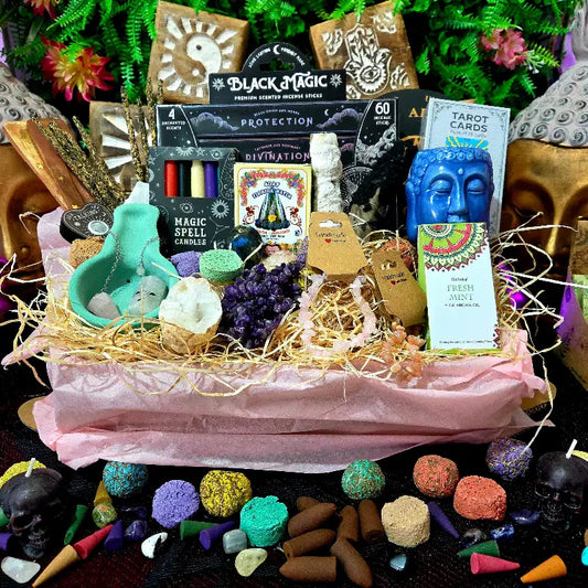 Caja Sorpresa grande de Inciensos Minerales Cosmetica Natural y Esoterismo para regalo arcania artesania