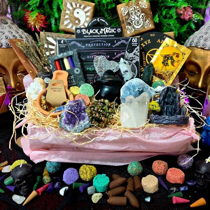 Caja Sorpresa super grande de Inciensos Minerales Cosmetica Natural y Esoterismo para regalo arcania artesania 