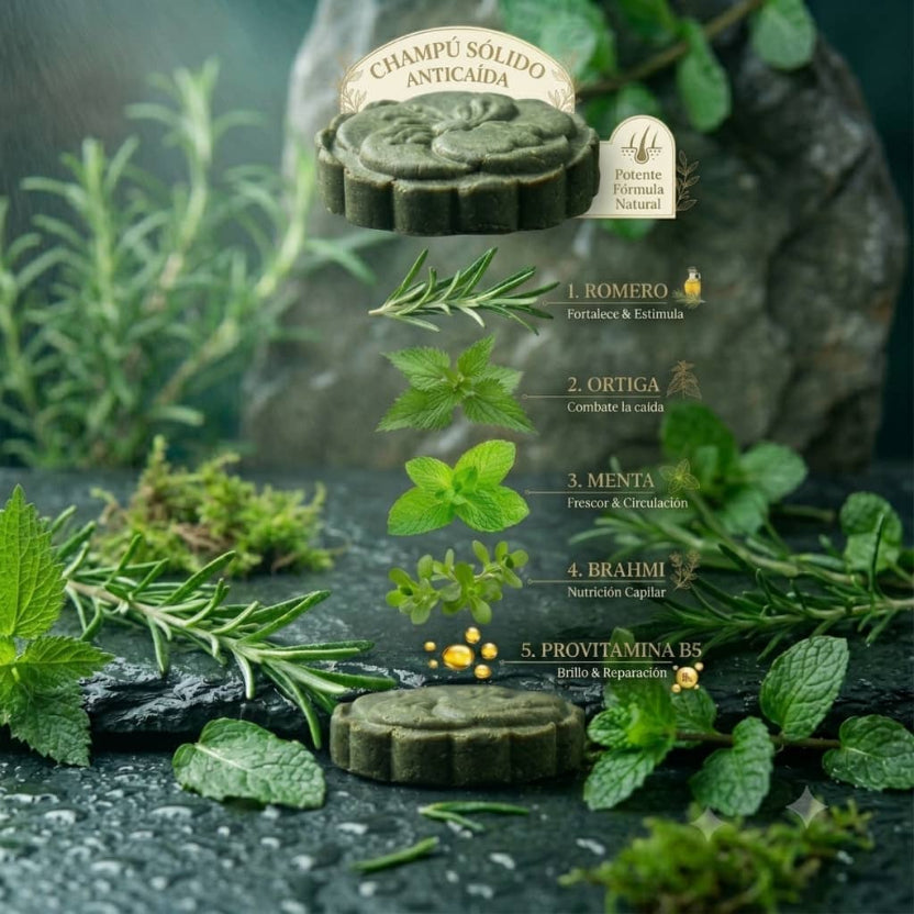 Champú Sólido Natural Anticaída y Estimulante con Romero y Ortiga arcania artesanía