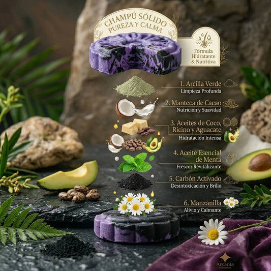 Champú Sólido Natural Cabello Graso y Desintoxicante - Menta / Carbón Activo