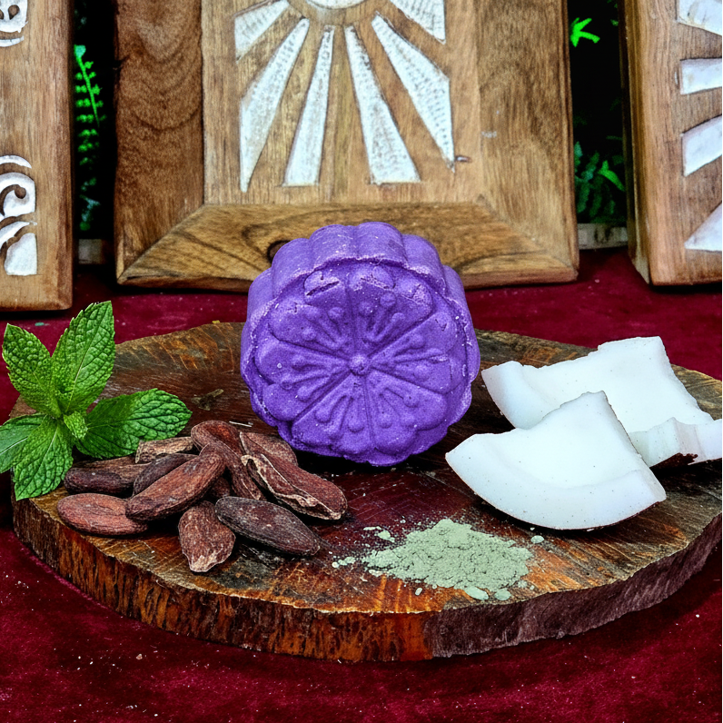Champu Solido Natural Pelo Graso y Purificante  Menta y Cacao