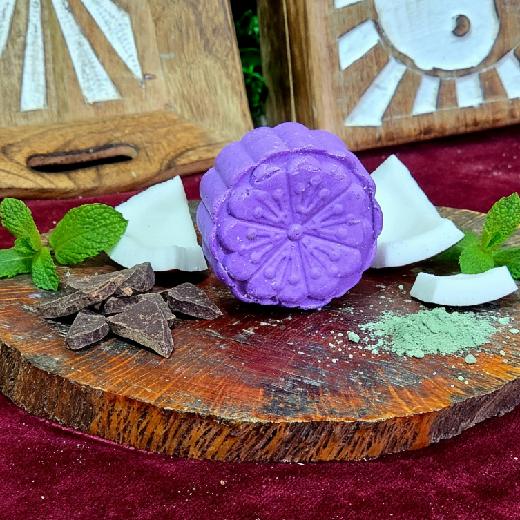 Champu Solido Natural Pelo Graso y Purificante  Menta y Cacao