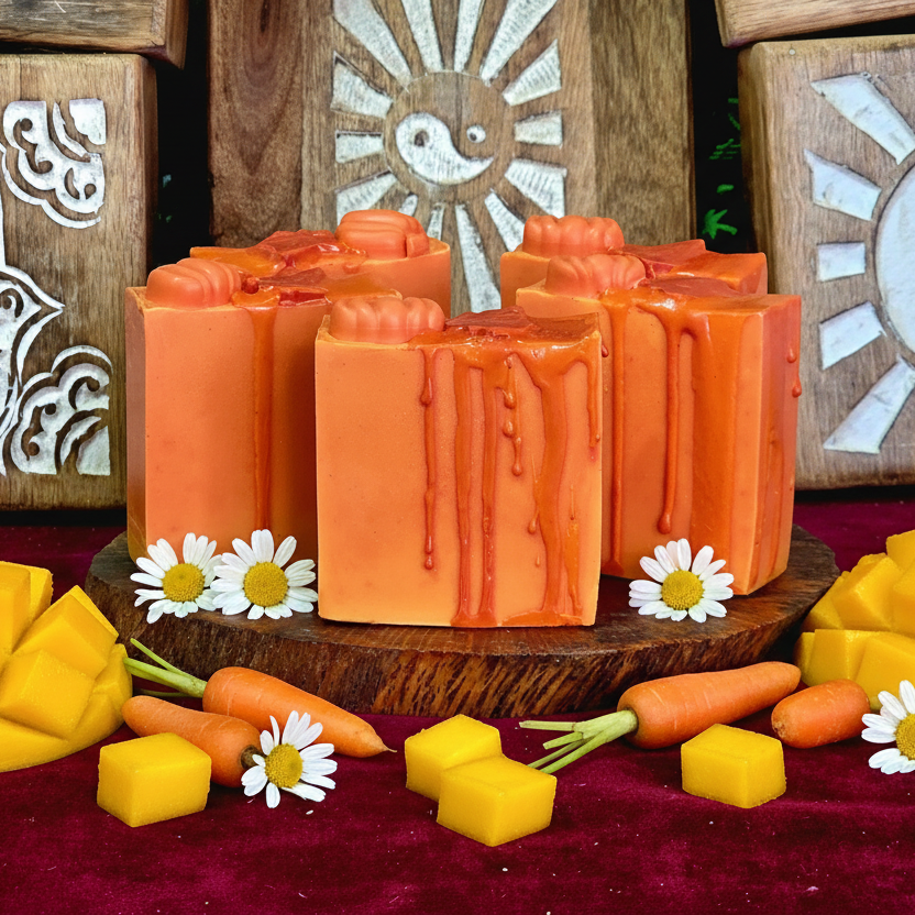 Jabon de Mango 100% Natural con Aceite de Zanahoria y Extracto de Manzanilla