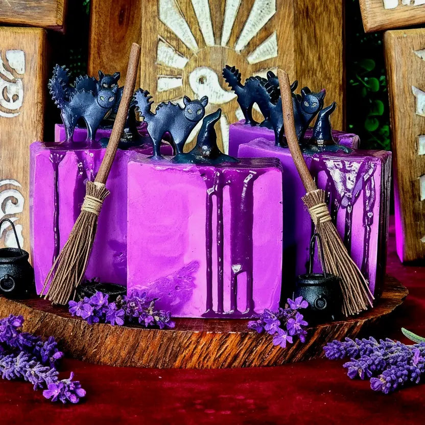 Jabón natural de violetas y aceite de jojoba, calmante, protector, hidratante,  hecho a mano arcania artesania