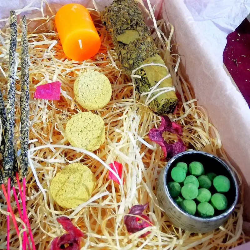 Kit ritual de inciensos para aumentar energía, motivación y enfoque, estimular la mente y crear un ambiente inspirador y positivo en tu hogar o ritual. Con aromas y hierbas naturales, arcania artesania.