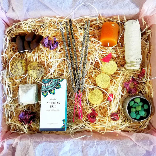 Kit ritual de abundancia y prosperidad con inciensos y hierbas energéticas para atraer oportunidades, éxito económico y buena fortuna a tu vida y tu hogar. Con aromas y hierbas naturales, arcania artesania.
