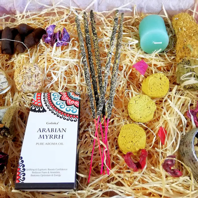 Kit ritual de inciensos para relajación y armonía, reduce estrés, equilibra emociones y crea un ambiente tranquilo y positivo en tu hogar o ritual. Con aromas y hierbas naturales, arcania artesania.