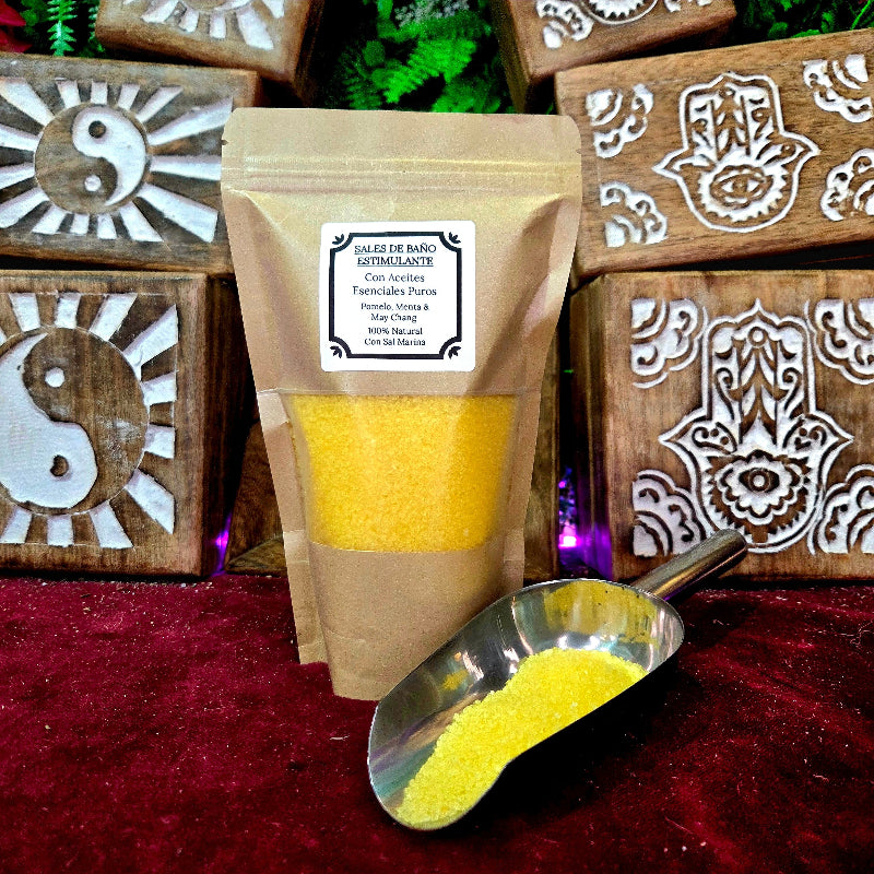 Sales de Bano Estimulantes con Aceite Esencial de Pomelo, Menta y May Chang