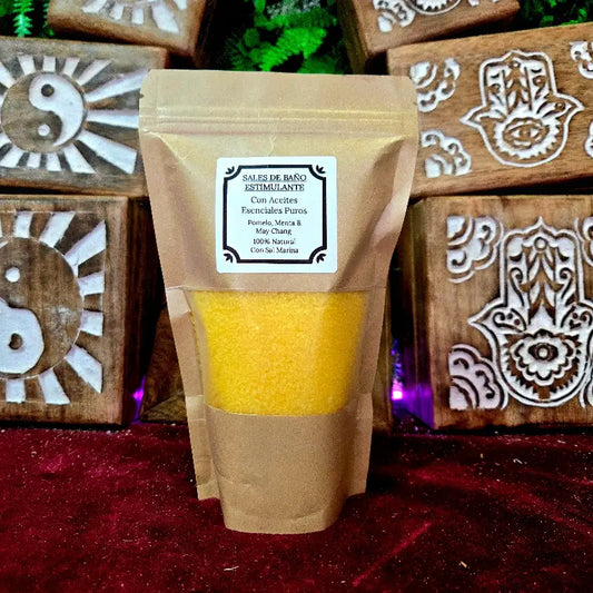 Sales de Baño Estimulantes con Aceite Esencial de Pomelo, Menta y May Chang, hechas a mano arcania artesanía