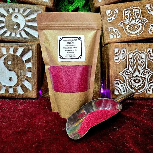 Sales de Ba´ño Pasión con Aceites Esenciales de Ylang Ylang Limon y Naranja hechas a mano arcania artesania