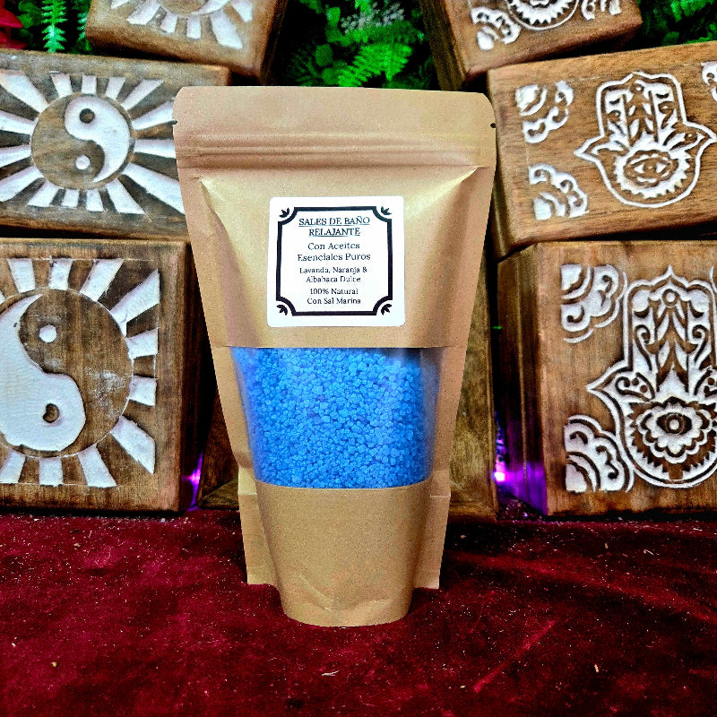 Sales de Baño Relajantes con Aceites esenciales de Naranja, Lavanda y Albahaca