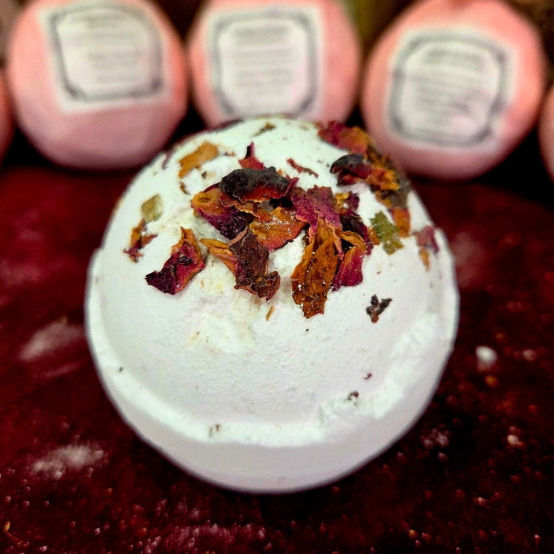 bomba de baño natural de rosas