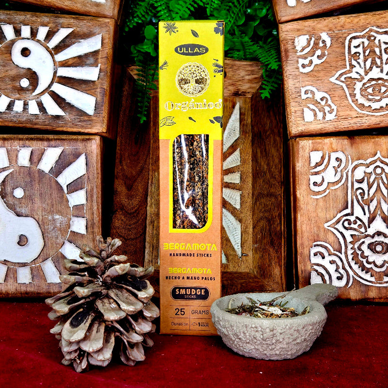 Incienso natural Bergamota aroma cítrico fresco que estimula la mente, mejora concentración y aporta claridad mental. Aroma cítrico fresco para enfoque y bienestar.