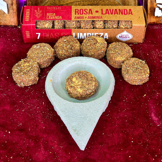 pastilla de Carbon Rosa y Lavanda Ritual de amor, calma y armonia