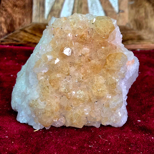 Drusa de Citrino con base 308g – Energía Positiva, Abundancia y Vitalidad