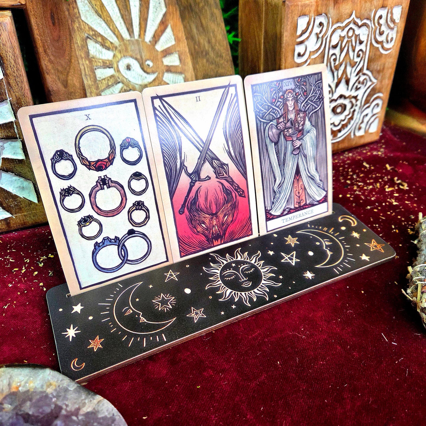 Soporte Tarot Sol, Luna y Estrellas