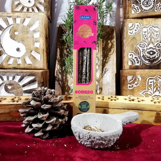 vaillas de Incienso natural Romero aroma fresco herbáceo que potencia la conexión, purifica el ambiente y aporta tranquilidad Ideal para rituales, meditación y bienestar emocional, hecho a mano, arcania artesania